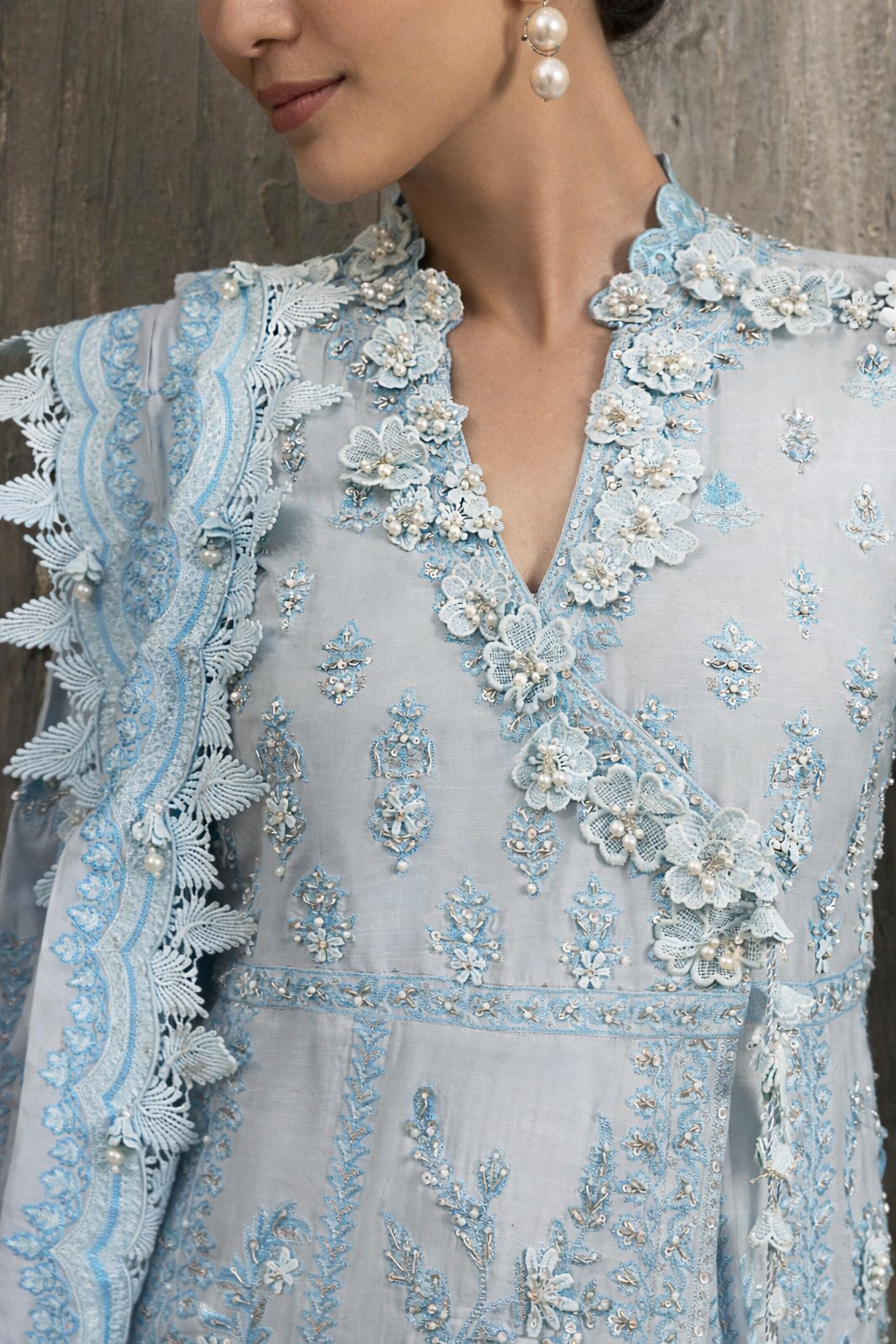 Stitched Luxury Embroidered Long Shirt + Bottom + Dupatta