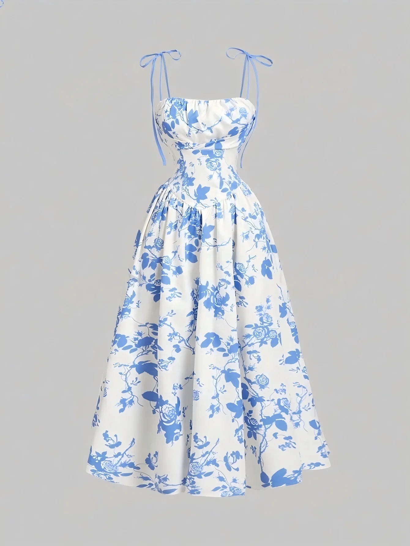 Women Floral Bandeau Maxi Dress Sleeveless A-Line Elegant Summer Party Dress