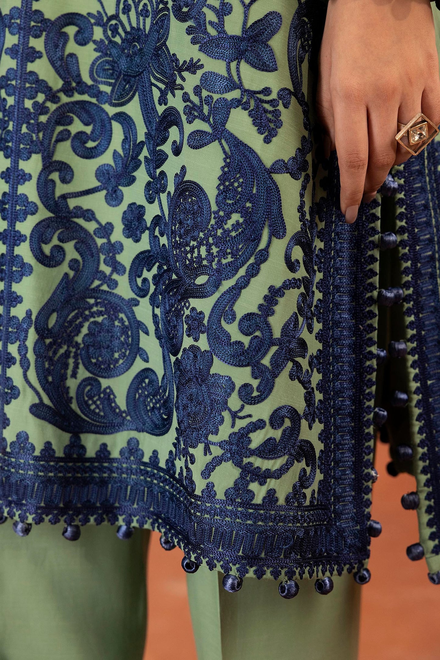 Stitched Embroidered Raw Silk Suit