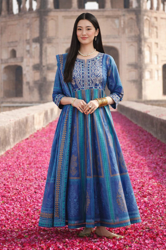 3 Piece - Printed Embroidered Suit - KFE26-87
