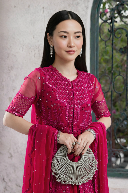 3 Piece Embroidered Organza Suit
