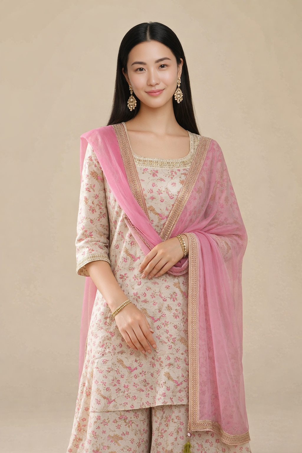 3 Piece - Printed Embroidered Suit
