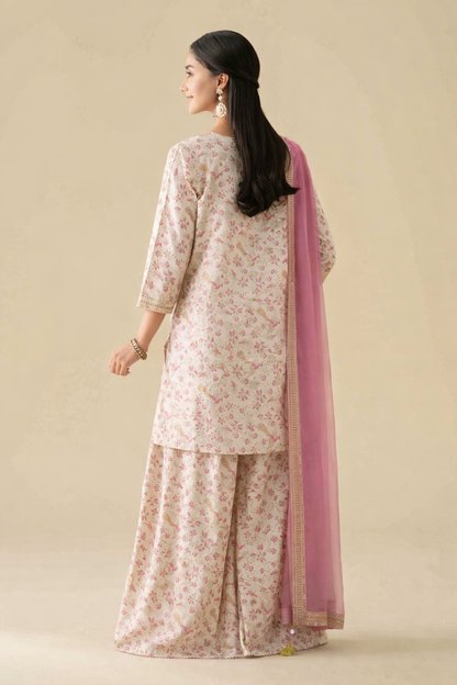 3 Piece - Printed Embroidered Suit
