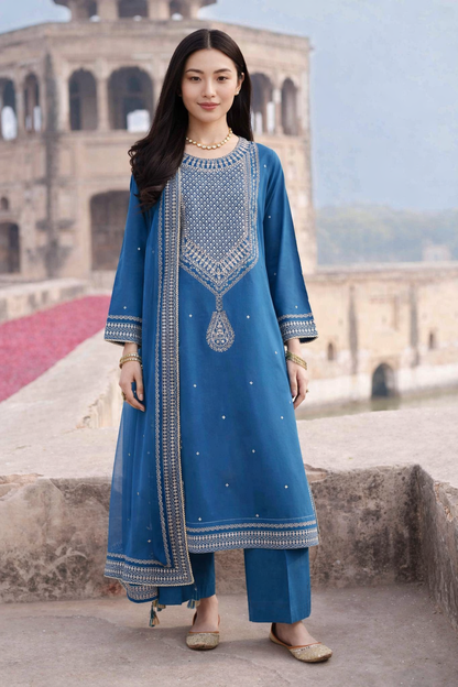 3 Piece - Embroidered Suit - KFE26-133