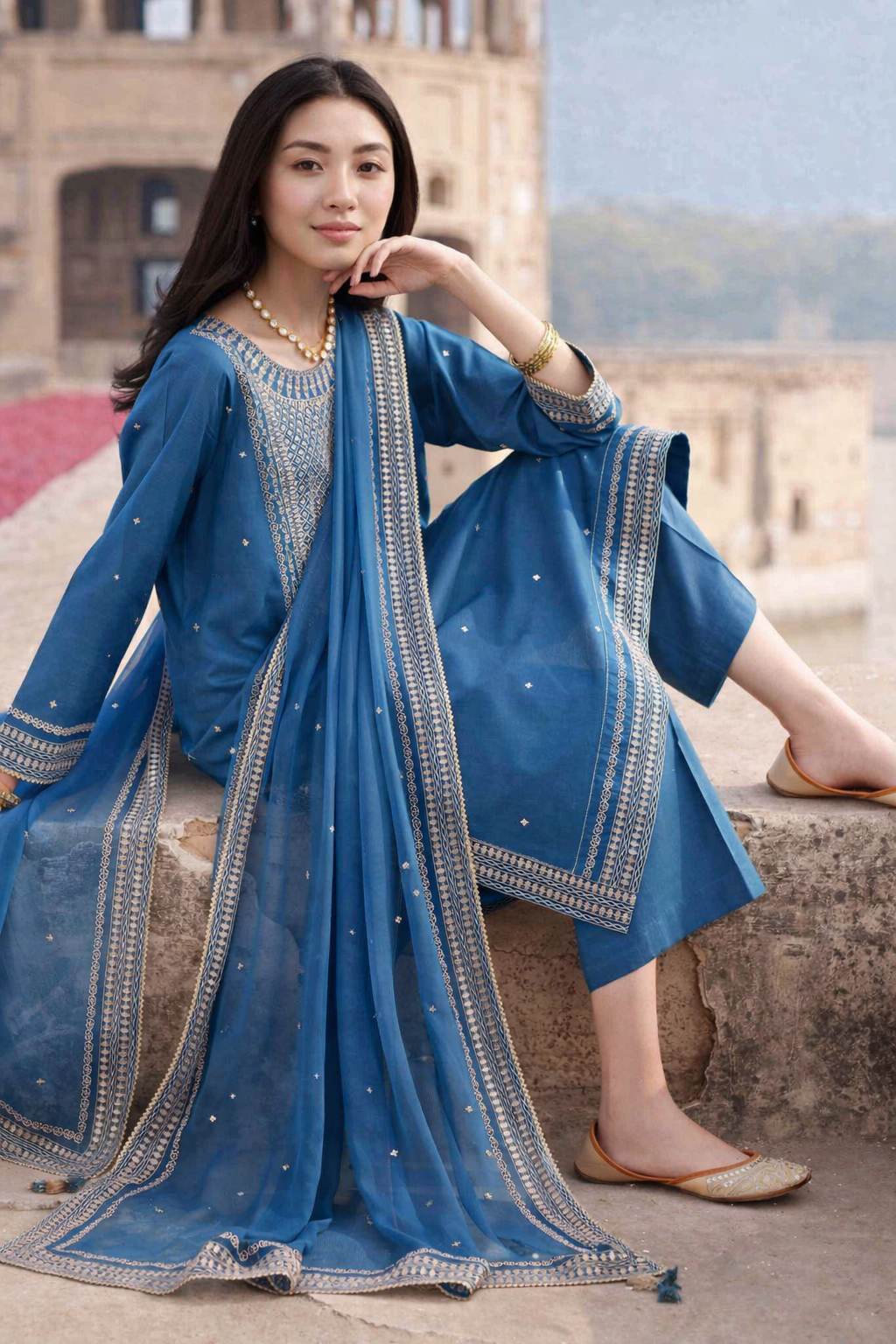 3 Piece - Embroidered Suit - KFE26-133