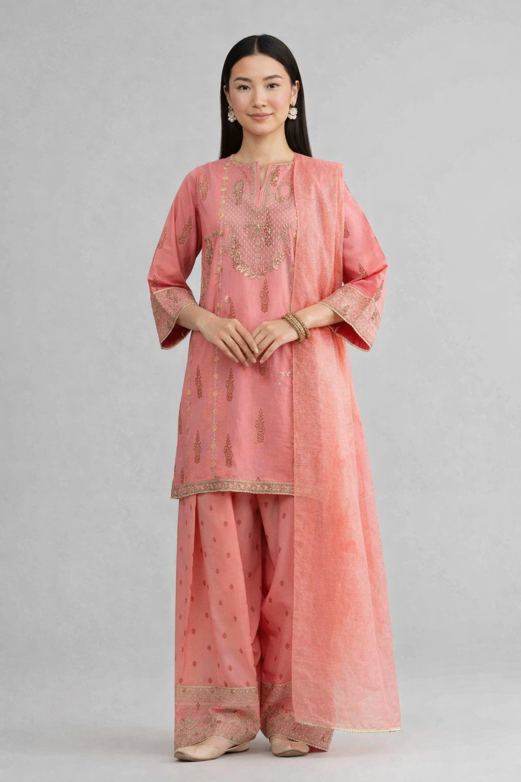 3 Piece - Printed Embroidered Suit - PMD26-42 M