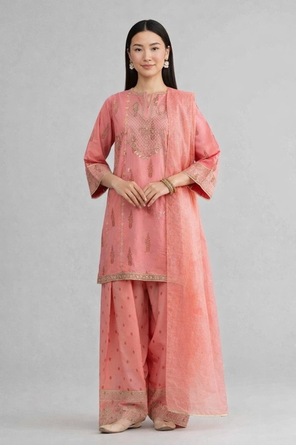3 Piece - Printed Embroidered Suit - PMD26-42 M