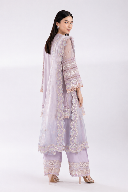Stitched Khaddi Net Embroidered Suit