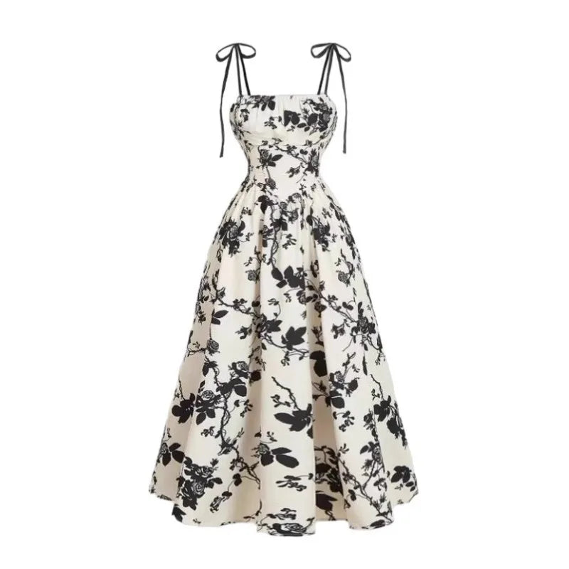 Women Floral Bandeau Maxi Dress Sleeveless A-Line Elegant Summer Party Dress