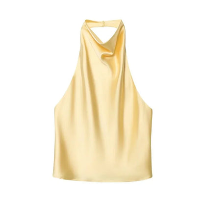 Women Satin Halter Backless Summer Camisole Top Sexy Club Night Outwear