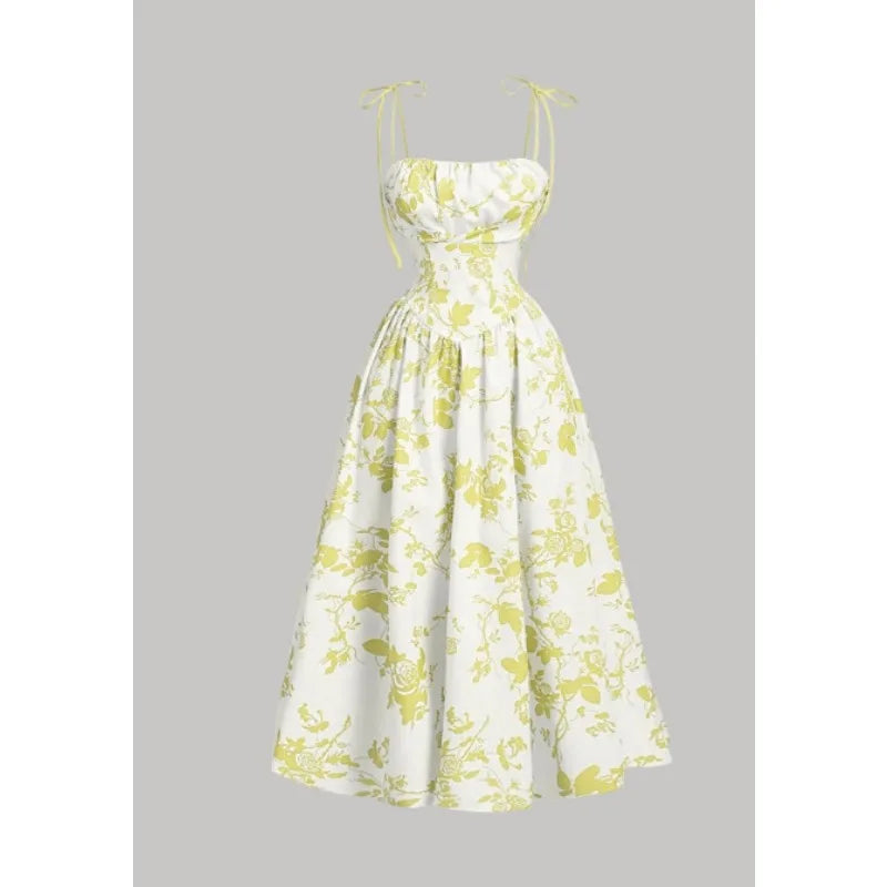 Women Floral Bandeau Maxi Dress Sleeveless A-Line Elegant Summer Party Dress