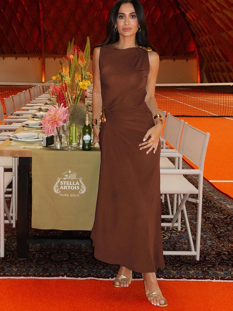 Women Slim Fit Bodycon Maxi Dress Sleeveless High Street Party Dress