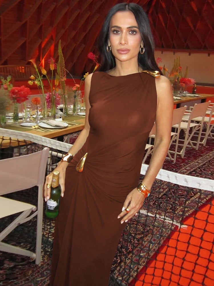 Women Slim Fit Bodycon Maxi Dress Sleeveless High Street Party Dress