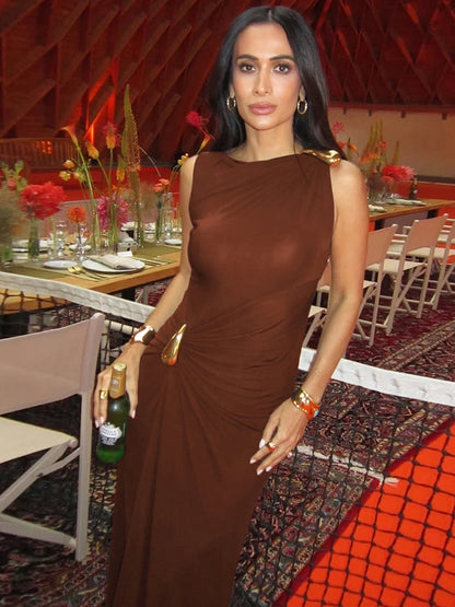 Women Slim Fit Bodycon Maxi Dress Sleeveless High Street Party Dress