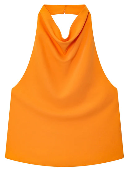 Women Halter Satin Corset Backless Tank Top Elegant Sexy Party Summer Vest