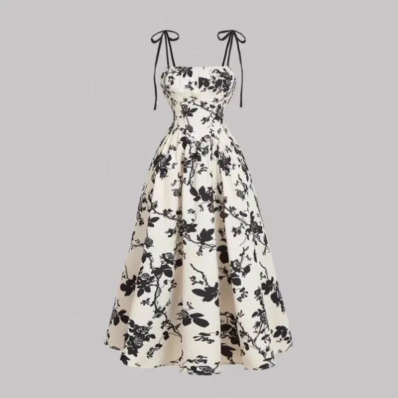 Women Floral Bandeau Maxi Dress Sleeveless A-Line Elegant Summer Party Dress