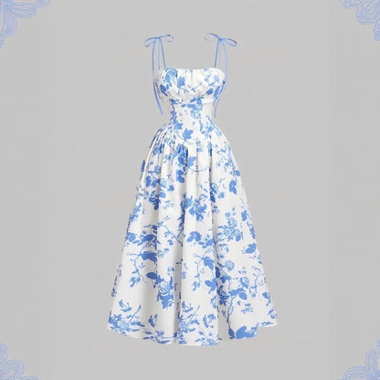 Women Floral Bandeau Maxi Dress Sleeveless A-Line Elegant Summer Party Dress