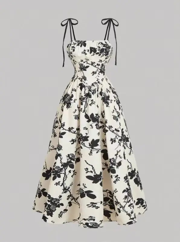 Women Floral Bandeau Maxi Dress Sleeveless A-Line Elegant Summer Party Dress