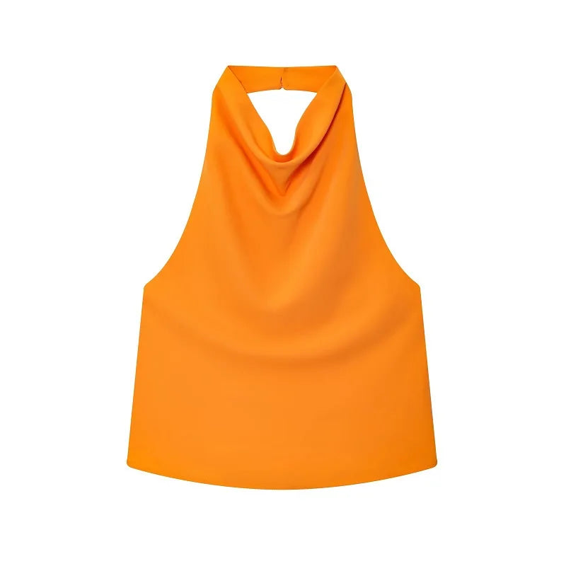 Women Satin Halter Backless Summer Camisole Top Sexy Club Night Outwear