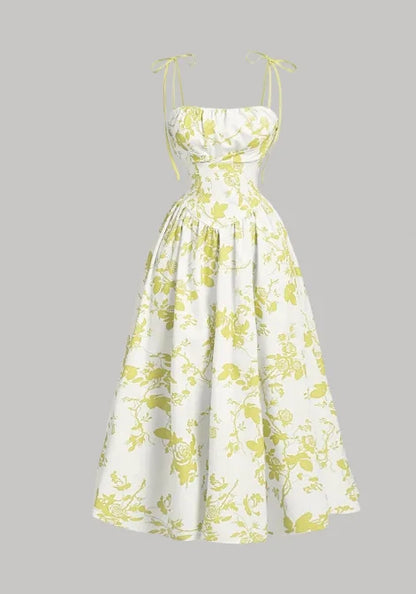Women Floral Bandeau Maxi Dress Sleeveless A-Line Elegant Summer Party Dress