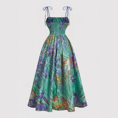 Women Floral Bandeau Maxi Dress Sleeveless A-Line Elegant Summer Party Dress