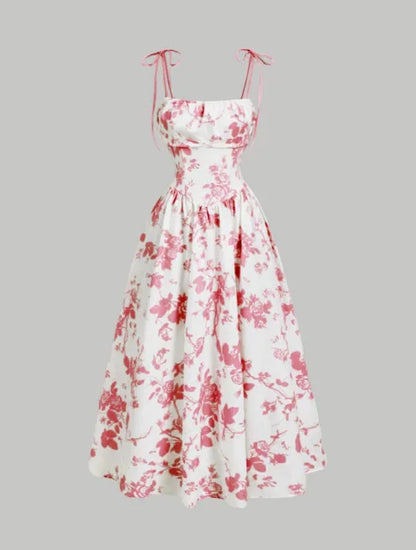 Women Floral Bandeau Maxi Dress Sleeveless A-Line Elegant Summer Party Dress